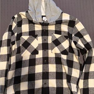 New without Tags Men's Black and White Kuwalla Kuwalla Tee Hooded Button Down